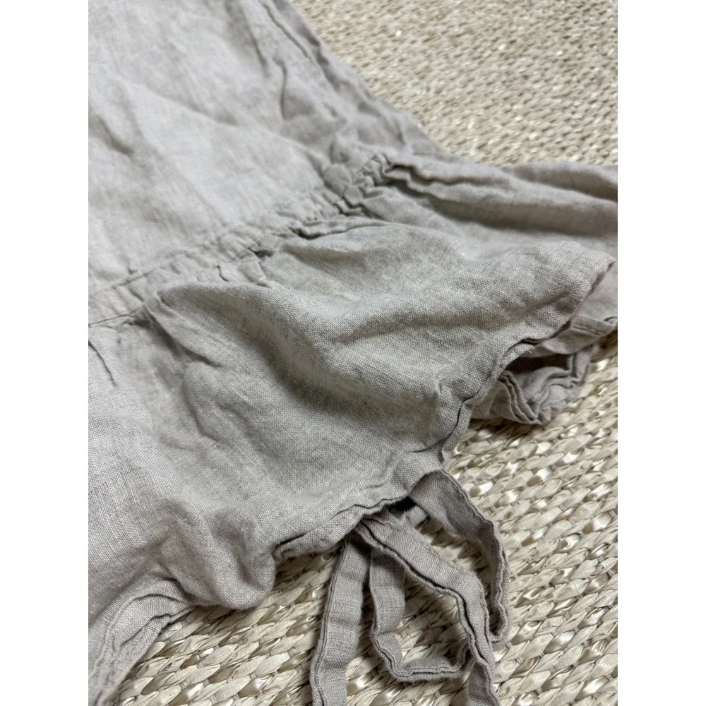 Linen Ruffle Pillowcase Set Oatmeal flax Cottagecore Farmhouse Shams with Ties
